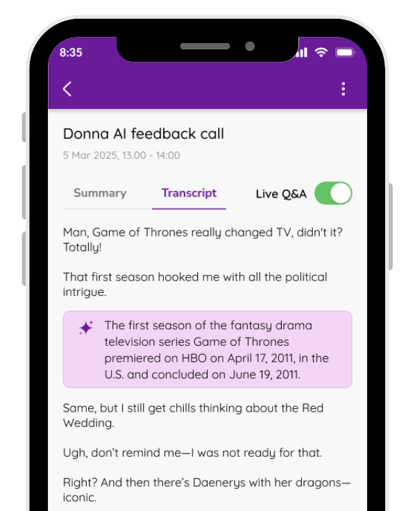 Live Transcripts